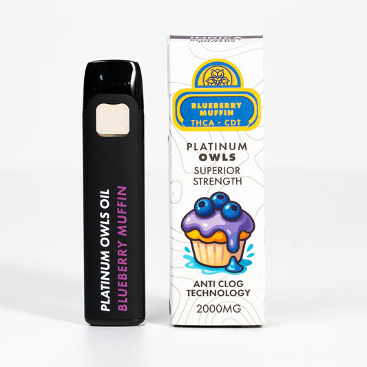 Platinum Owls THCA 2ml Vape – Muffin ai mirtilli