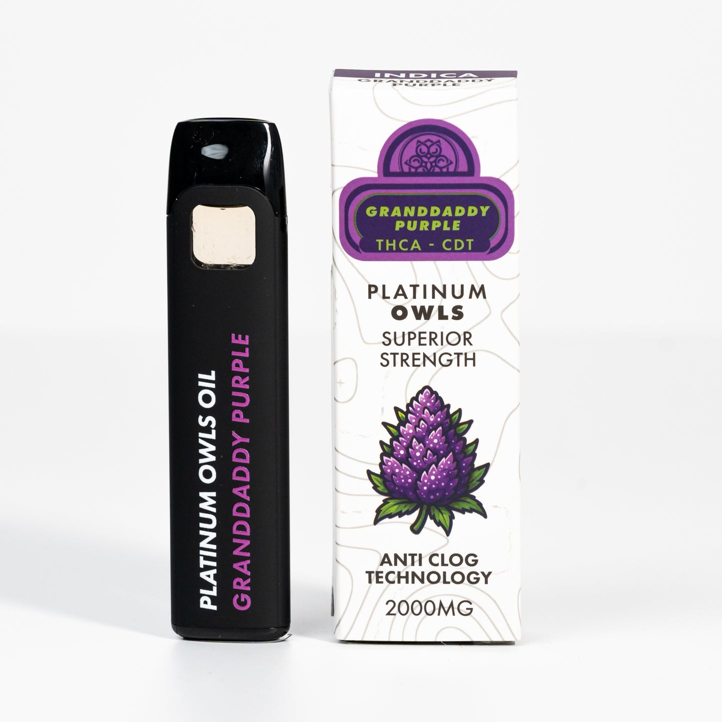 Platinum Owls THCA Vape da 2 ml – Granddaddy Purple