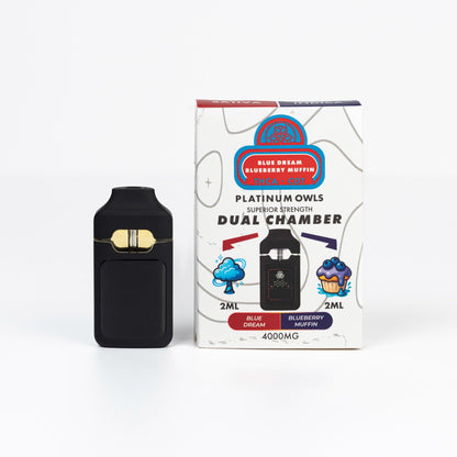 Platinum Owls Blue Dream & Blueberry Muffin 4ml dual chamber THCA vape Ireland