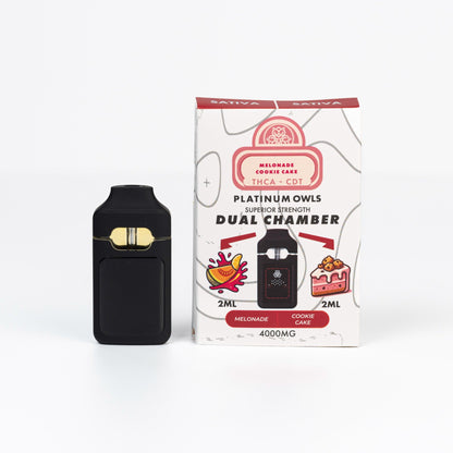 Platinum Owls Melonade & Cookie Cake 4ml dual chamber THCA vape Ireland