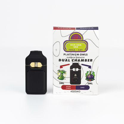 Platinum Owls Sour Chem & GMO 4ml dual chamber THCA vape Ireland