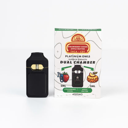 Platinum Owls Strawberry Diesel & Apple Fritter 4ml dual chamber THCA vape Ireland